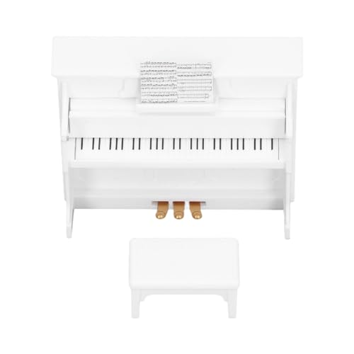 Generic Puppenhaus-Klaviermodell, Leichtes Puppenhaus-Klavierhocker-Set, Realistisches Sammlerstück für die Sammlungsausstellung (White) von Generic