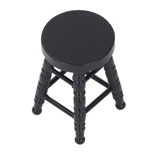 Generic Stuhlhocker für Puppen, Miniaturhocker in 1:12 Skala mit Hoher Simulation für Wohnkultur (Black) von Generic