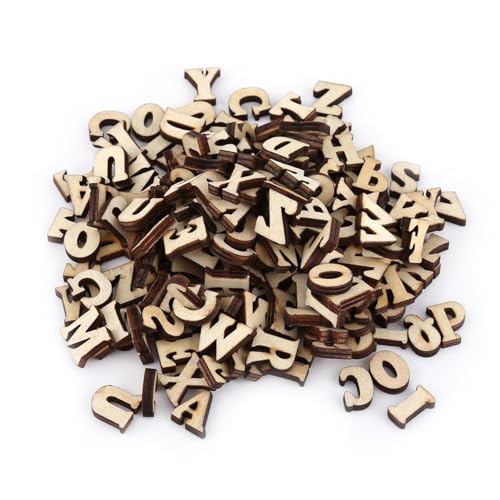 Generic Unbemaltte Hölzerne Buchstaben und Nummern 200 Stück für DIY -Handwerksholz Alphabet Symbole Frühes Lernen Spielzeug Home Dekoration Lieferungen 10mm Größe (Englisch Brief Design) von Generic