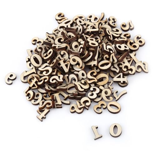 Generic Unbemaltte Hölzerne Buchstaben und Nummern 200 Stück für DIY -Handwerksholz Alphabet Symbole Frühes Lernen Spielzeug Home Dekoration Lieferungen 10mm Größe (Nummer) von Generic