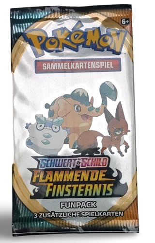 Generisch für Pokemon Booster Schwert & Schild Flammende Finsternis Funpack - Sammelkarten Pack - Deutsch 3 Karten pro Packung NEU & OVP von Generic