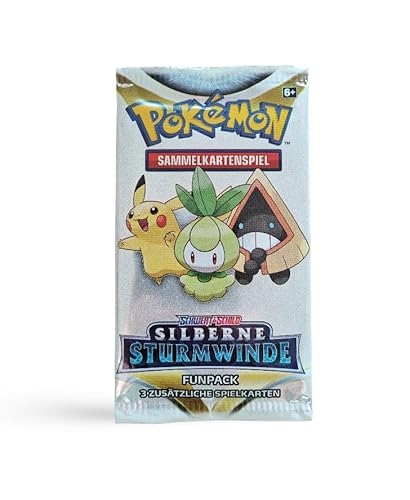 Generisch für Pokemon Booster Schwert & Schild Silberne Sturmwinde Funpack - Sammelkarten Pack - Deutsch 3 Karten pro Packung NEU & OVP von Generic