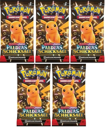 Generisch für Pokemon Karmesin & Purpur 5X Paldeas Schicksale Booster KP 4.5 - Sammelkarten Pack - Deutsch 10 Karten pro Packung NEU & OVP von Guoml