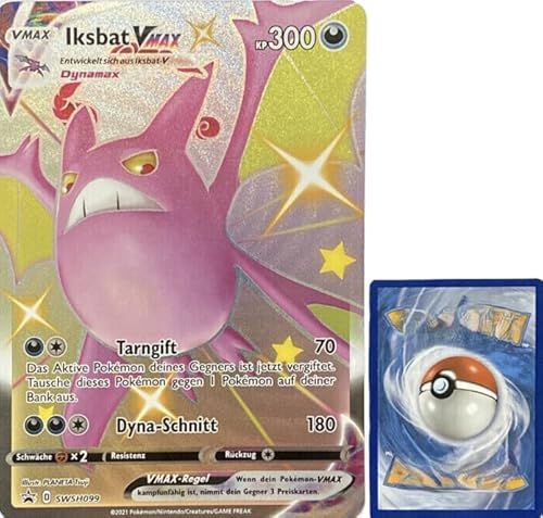 Generisch für Pokemon Sammelkarten - Iksbat VMax Dynamax SWSH099 Oversized XXL Promo Karte - DEUTSCH - Mega Jumbo Einzelkarte mit BB-Toy-Trades Sleeve (Iksbat VMax) von Generic