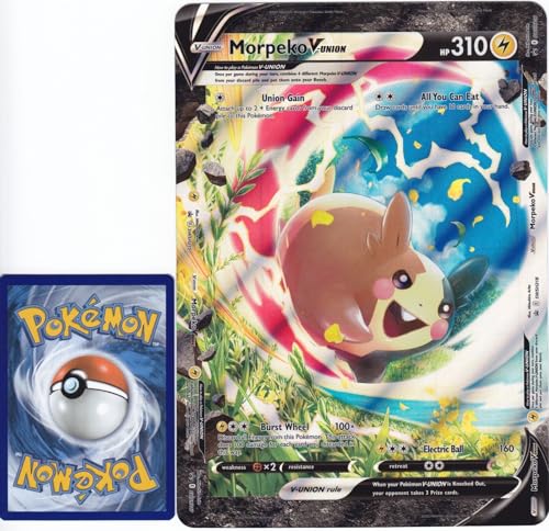 Generisch für Pokemon Sammelkarten - Morpeko V-Union SWSH 215-218 Oversized XXL Promo Karte - ENGLISCH - Mega Jumbo Einzelkarte mit BB-Toy-Trades Sleeve (Morpeko EN) von Generic