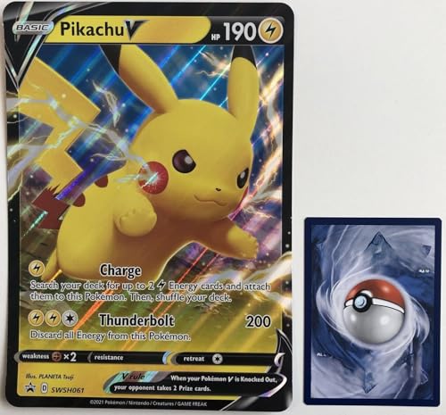Generisch für Pokemon Sammelkarten - Pikachu V SWSH061 Oversized XXL Promo Karte - ENGLISCH - Mega Jumbo Einzelkarte (Pika V EN) von Generic