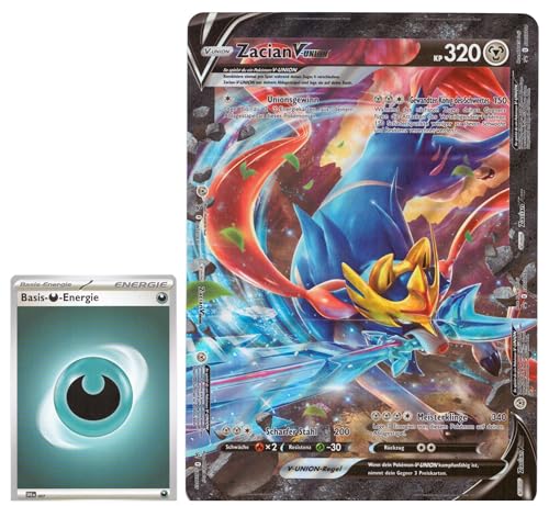 Generisch für Pokemon Sammelkarten - Zacian V-Union SWSH 163-166 Oversized XXL Black Star Promo Karte - Deutsch - Mega Jumbo Einzelkarte von Generic