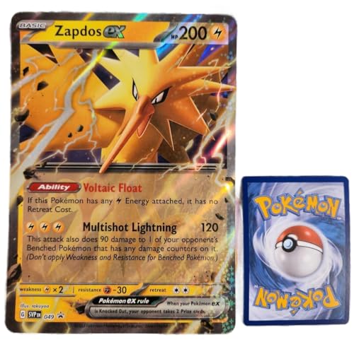 Generisch für Pokemon Sammelkarten - Zapdos ex SVP049 - ENGLISCH - Oversized XXL Promo Karte - Mega Jumbo Einzelkarte mit BB-Toy-Trades Sleeve (Zapdos ex EN) von Generic