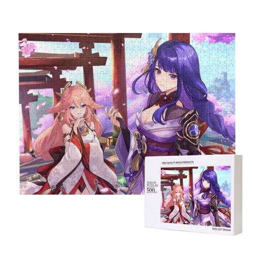 Genshin Auswirkungen grafische große hölzerne Puzzles für Erwachsene,Pappel Material 300丨500丨1000 Stück Puzzles Puzzles von Generic