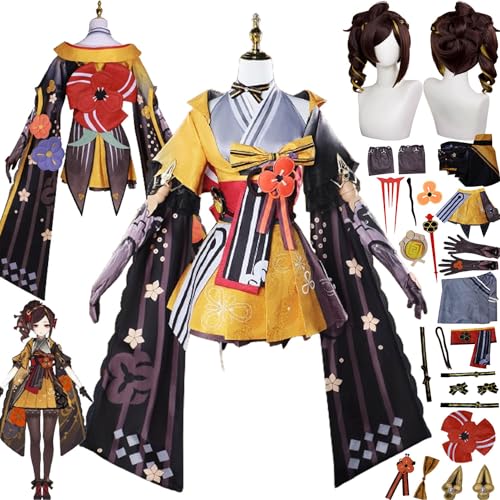 Genshin Impact Chiori Cosplay-Kostüm, Outfit, Spielcharakter, Lyney Focalors, Uniform, komplettes Set, Halloween, Party, Karneval, Anziehanzug mit Perücke, Kopfschmuck für Frauen Genshin Impact Chiori Cosplay-Kostüm, Outfit, Spielcharakter, Lyney Focalors, Uniform, komplettes Set, Halloween, Party, Karneval, Anziehanzug mit Perücke, Kopfschmuck für Frauen von Generic