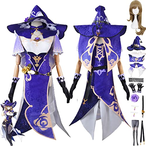 Genshin Impact L Cosplay Costume Outfit Game Character Sangonomiya Kokomi Uniform Complete Set Halloween Carnival Party Dress Up Suit with Wig Hat for Women von Generic