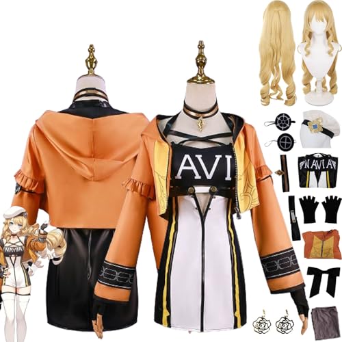 Genshin Impact N Skin Cosplay Costume Outfit Game Character Uniform Complete Set Halloween Carnival Dress Up Suit with Hat Wig Earrings for Women Girls von Generic