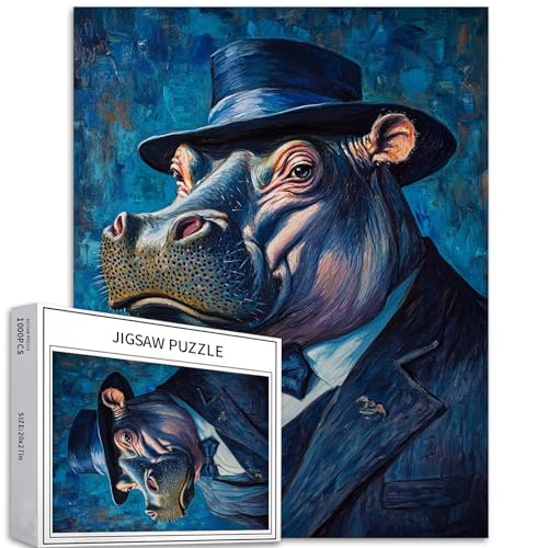 Gentleman Hippo Portrait Puzzle für Erwachsene, Van Gogh, Ölgemälde, Kunst-Puzzle, bunt, DIY-Puzzle, Heimdekoration, Geschenke, Familienpuzzle, perfekt für Spielabende, 50 x 70 cm, 1000 Teile Gentleman Hippo Portrait Puzzle für Erwachsene, Van Gogh, Ölgemälde, Kunst-Puzzle, bunt, DIY-Puzzle, Heimdekoration, Geschenke, Familienpuzzle, perfekt für Spielabende, 50 x 70 cm, 1000 Teile von Generic