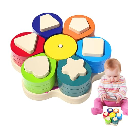Geometrische Sortierspiele aus - Stapelblöcke zur Erkennung von Farben und Formen | Frühes Lernspielzeug für Kinder, Passende geometrische Blöcke für die Früherziehung, Perfekt für Geometrische Sortierspiele aus - Stapelblöcke zur Erkennung von Farben und Formen | Frühes Lernspielzeug für Kinder, Passende geometrische Blöcke für die Früherziehung, Perfekt für von Generic