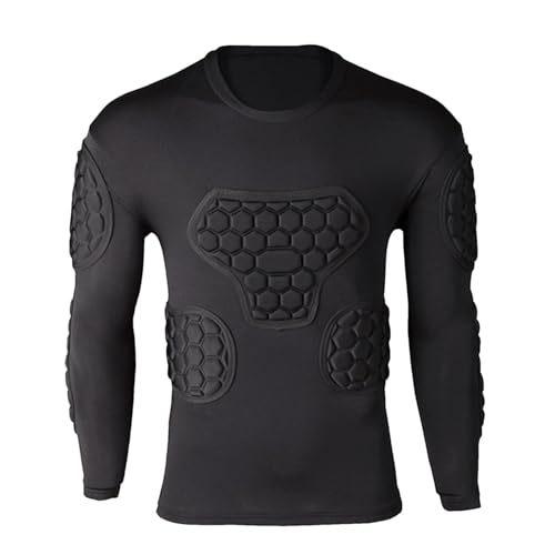 Gepolstertes Fußballshirt – Schwarzes gepolstertes Sportshirt, gepolstertes Jugend-Fußballshirt | Fußball-Kompressionsshirt mit Polsterung für Kinder und Erwachsene, gepolsterte Paintball-Shirts für F Gepolstertes Fußballshirt – Schwarzes gepolstertes Sportshirt, gepolstertes Jugend-Fußballshirt | Fußball-Kompressionsshirt mit Polsterung für Kinder und Erwachsene, gepolsterte Paintball-Shirts für F von Generic