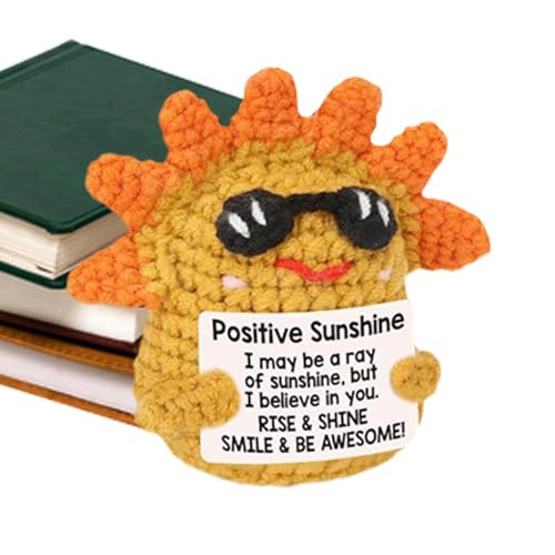 Gestrickte Häkeln Positives Sonnenschein,Positive Sonnenschein Häkelpuppe, Emotionales Verjüngen Spielzeug, Lustige Motivation Sonnenschein Spielzeug, handgemachte gehäkelte gepolsterte Puppe für von Generic