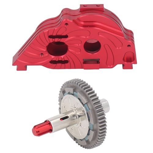 Getriebegehäuse-Kit, Leichtgängiges Stahlgetriebegehäuse 57T-Aluminiumlegierungsgetriebe Gute Verarbeitung für 1/10-Auto für Big Rock (Rot) von Generic