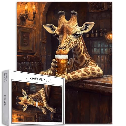 Giraffe trinkt in einer Bar, 1000-teiliges Puzzle für Erwachsene, Kunstpuzzle auf Vintage-Holzhintergrund, bunte DIY-Puzzles für Heimdekoration, Geschenke, Familienpuzzle, perfekt für Spielabende, 50 Giraffe trinkt in einer Bar, 1000-teiliges Puzzle für Erwachsene, Kunstpuzzle auf Vintage-Holzhintergrund, bunte DIY-Puzzles für Heimdekoration, Geschenke, Familienpuzzle, perfekt für Spielabende, 50 von Generic