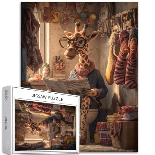 Giraffen-Puzzle, 1000-teiliges Puzzle für Erwachsene, weihnachtliche Atmosphäre, Kunst-Puzzle, herausfordernde Familienaktivitäten, buntes Bastelpuzzle für Heimdekoration, Geschenke, 50 x 70 cm Giraffen-Puzzle, 1000-teiliges Puzzle für Erwachsene, weihnachtliche Atmosphäre, Kunst-Puzzle, herausfordernde Familienaktivitäten, buntes Bastelpuzzle für Heimdekoration, Geschenke, 50 x 70 cm von Generic