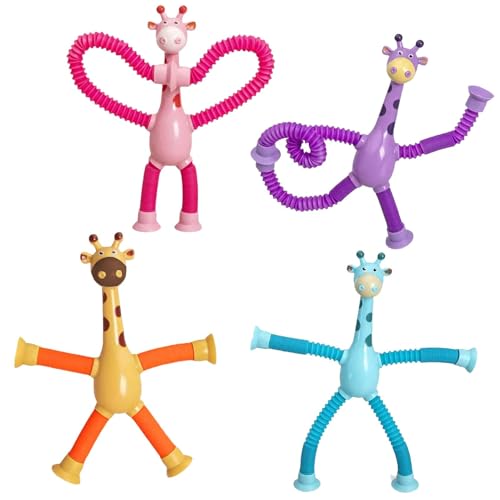 Giraffen-Röhrenspielzeug | Saugnapf-Spielzeug-Sensorröhren – Teleskop-Sensorröhren, Giraffenförmiges Saugnapf-Spielzeug, neuartiges lustiges Geschenk für Kinder, Mädchen, von Generic