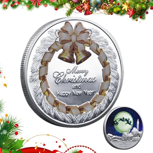 Glow Christmas Coin – Silberne Wunsch-Souvenirmünze, Frohe Weihnachten-Sammelmünzen | Gedenkmünze aus Metall mit Feiertagsmotiv aus Eisen, im Dunkeln leuchtende Sammlermünze Glow Christmas Coin – Silberne Wunsch-Souvenirmünze, Frohe Weihnachten-Sammelmünzen | Gedenkmünze aus Metall mit Feiertagsmotiv aus Eisen, im Dunkeln leuchtende Sammlermünze von Generic