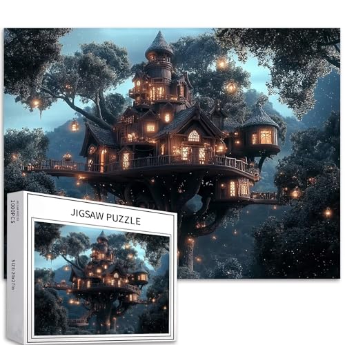 Glowing Treehouse Village Puzzle für Erwachsene, Fantasie-Dschungel-Kunst-Puzzle, bunte DIY-Puzzles für Heimdekoration, Geschenke, Familienpuzzle, perfekt für Spieleabende, 70 × 50 cm Glowing Treehouse Village Puzzle für Erwachsene, Fantasie-Dschungel-Kunst-Puzzle, bunte DIY-Puzzles für Heimdekoration, Geschenke, Familienpuzzle, perfekt für Spieleabende, 70 × 50 cm von Generic