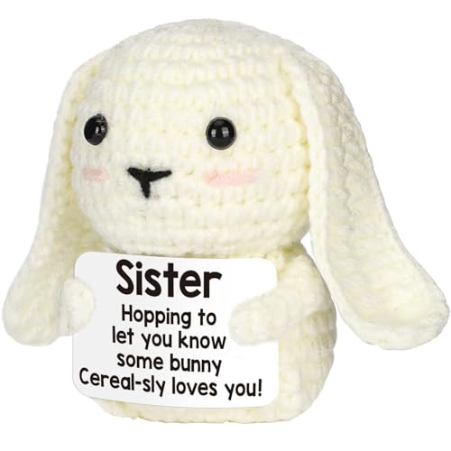Glücksbringer Kaninchen Handgestrickter Häschen-Wollfigur Gehäkelte Kuscheltiere Süße DIY Strickpuppe - Glücksbringer Prüfung für Kreatives Geschenk für Frauen & Kinder (Für Schwester.) von Generic