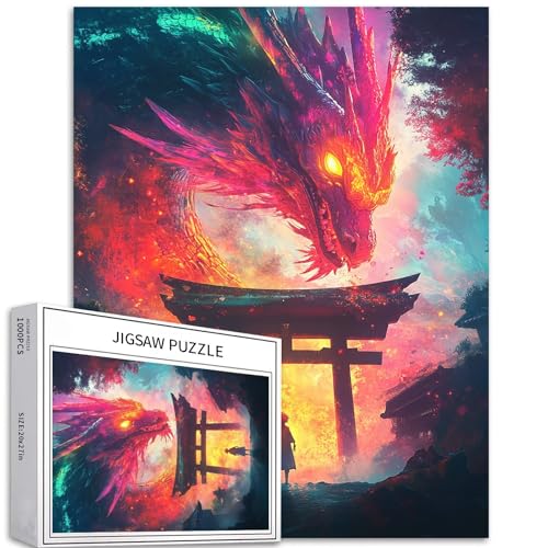 Glühender Drache, Puzzle für Erwachsene, Anime-Fantasy-Kunst-Puzzle, herausfordernde Familienaktivitäten, buntes Bastelpuzzle für Heimdekoration, Geschenke, 50 x 70 cm, 1000 Teile Glühender Drache, Puzzle für Erwachsene, Anime-Fantasy-Kunst-Puzzle, herausfordernde Familienaktivitäten, buntes Bastelpuzzle für Heimdekoration, Geschenke, 50 x 70 cm, 1000 Teile von Generic