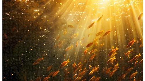Gold-Blaue Interface Fisch Silhouette: Marine Optische Kunst, 1000 Teile Holzpuzzle (A ; 1000 Piece) von Generic