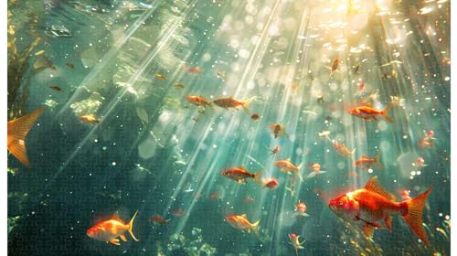 Gold-Blaue Interface Fisch Silhouette: Marine Optische Kunst, 1000 Teile Holzpuzzle (D ; 1000 Piece) von Generic
