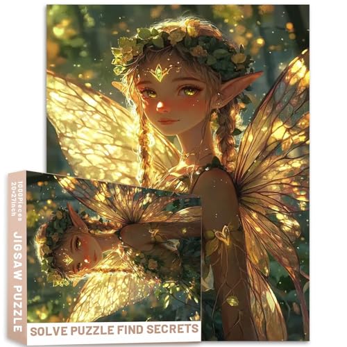 Golden Braid Fairy Leaf Dress Fantasy Forest 1000 Teile Puzzle 50 x 70 cm Filmbeleuchtung Magischer Hintergrund Kunstwerk von Generic