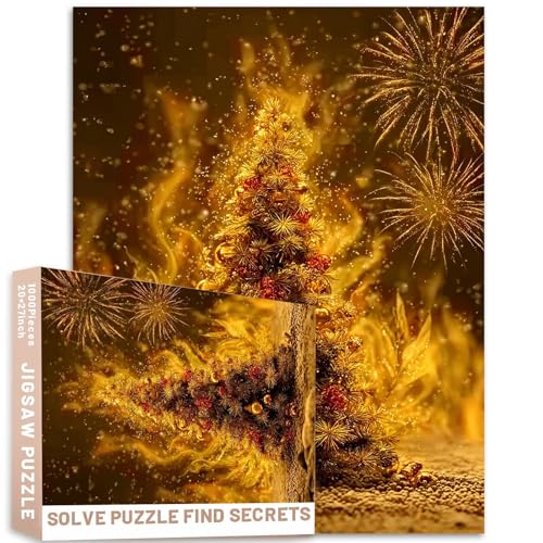 Golden Fantasy Weihnachtsbaum-Puzzle, funkelnde Ornamente, Feuerwerk, 1000 Teile, Erwachsene, 68,6 x 50,8 cm, anspruchsvolle Familienaktivitäten, bunt, DIY-Bastelpuzzle für Heimdekoration, Geschenke Golden Fantasy Weihnachtsbaum-Puzzle, funkelnde Ornamente, Feuerwerk, 1000 Teile, Erwachsene, 68,6 x 50,8 cm, anspruchsvolle Familienaktivitäten, bunt, DIY-Bastelpuzzle für Heimdekoration, Geschenke von Generic