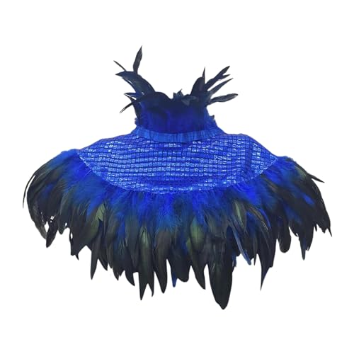 Gothic Feder Epauletten Schal Damen Feder Cape Federboa Feder Schal Gothic für Halloween Cosplay Verkleidung Party Kleidung Halloween-Kostüm (Blue, One Size) von Generic