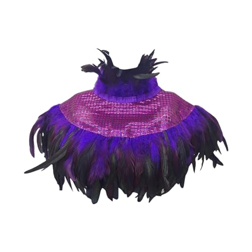 Gothic Feder Epauletten Schal Damen Feder Cape Federboa Feder Schal Gothic für Halloween Cosplay Verkleidung Party Kleidung Halloween-Kostüm (Purple, One Size) von Generic