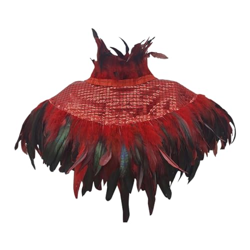 Gothic Feder Epauletten Schal Damen Feder Cape Federboa Feder Schal Gothic für Halloween Cosplay Verkleidung Party Kleidung Halloween-Kostüm (Red, One Size) von Generic