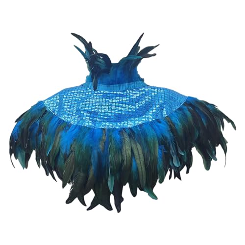 Gothic Feder Epauletten Schal Damen Feder Cape Federboa Feder Schal Gothic für Halloween Cosplay Verkleidung Party Kleidung Halloween-Kostüm (Sky Blue, One Size) von Generic