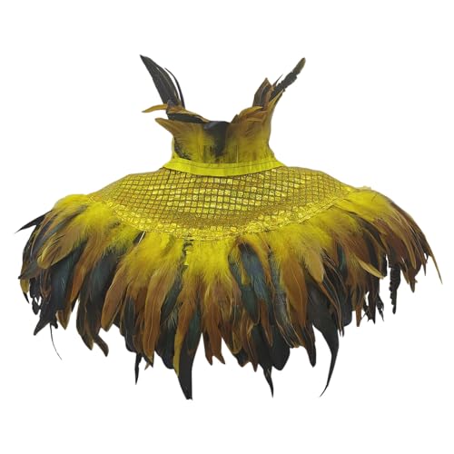 Gothic Feder Epauletten Schal Damen Feder Cape Federboa Feder Schal Gothic für Halloween Cosplay Verkleidung Party Kleidung Halloween-Kostüm (Yellow, One Size) von Generic