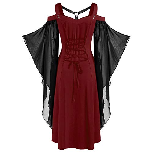 Gothic Kleider Damen Fledermausärmel Mittelalter Vampir Kleider Damen Knielang Mesh Patchwork Hexenkleid Cosplay Karneval Gothic Kleider Damen Fledermausärmel Mittelalter Vampir Kleider Damen Knielang Mesh Patchwork Hexenkleid Cosplay Karneval von Generic