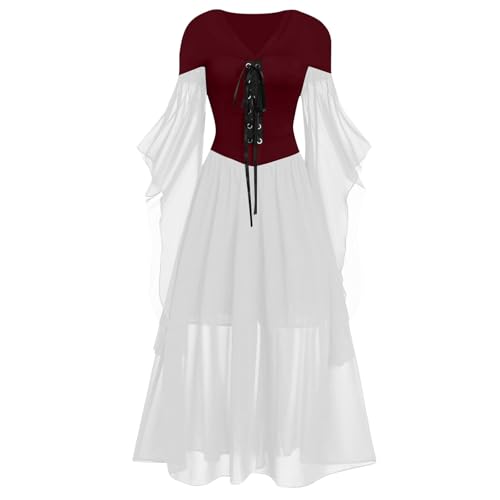Gothic Kleider Off Schulter Spitze Fledermaus Ärmel Kleider Medieval Cosplay Kleid Runa Yomozuki Cosplay Kostüm Orange Kapuzenjacke Mit Ohren von Generic