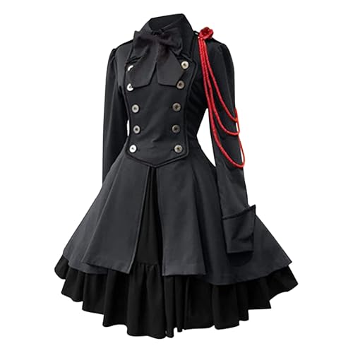 Gothic Kleidung Damen Kleider, Mittelalter Kleid Damen mit Schleife, Punk Vintage Midikleid Halloween Kostüm Renaissance Viktorianisches Palast Swing Mittelalterkleid für Frauen Karneval Cosplay Party Gothic Kleidung Damen Kleider, Mittelalter Kleid Damen mit Schleife, Punk Vintage Midikleid Halloween Kostüm Renaissance Viktorianisches Palast Swing Mittelalterkleid für Frauen Karneval Cosplay Party von Generic