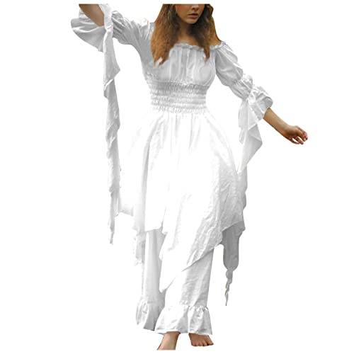 Gothic Kleidung Damen Mittelalter Renaissance Kleid Trompetenärmel Vintage Kleider Karneval Kostüm Piraten Cosplay Outfit Gothic Kleidung Damen Mittelalter Renaissance Kleid Trompetenärmel Vintage Kleider Karneval Kostüm Piraten Cosplay Outfit von Generic