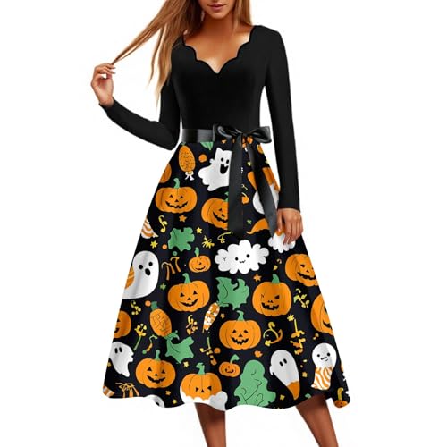 Gothic Kleidung Damen Renaissance Dramatisch Abendkleid Festlich Blutige Hexenkleid Elegant Gruselig Outfits Luftige Hochzeitsgast Halloween Swing Kleid Prinzessin Historisch(3-Dunkel Grau,XL) von Generic
