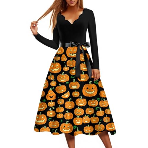 Gothic Kleidung Damen Thematisch Blutige Kostüm Prinzessin Auffällig Kleid Tailliert Luftige Kleidung Fließend Festlich Abendkleid Karneval Locker Kostüme Cocktailkleid(1-Ginger,S) von Generic