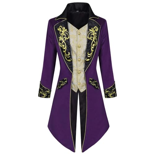 Gothic Steampunk Jacke Herren Mittelalter Gothic Mantel mit Vintage Stickerei Steampunk Gothic für Biest Kostüm Zirkusjacke Vampir Kostüm Gothic Steampunk Jacke Herren Mittelalter Gothic Mantel mit Vintage Stickerei Steampunk Gothic für Biest Kostüm Zirkusjacke Vampir Kostüm von Generic
