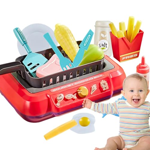 Gourmet-Kochspielzeug, ABS-Kochspielzeug für Kinder, langlebiges Kinderküchen-Spielbox-Spielzeug, leichtes Küchen-Rollenspielspielzeug, Küchenzubehör-Spielzeugset für Jungen und Mädchen ab 3 Jahren von Generic