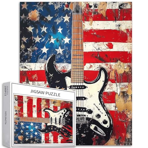 Graffiti-Gitarre, 1000-teiliges Puzzle für Erwachsene, amerikanische Flagge, Hintergrundkunst-Puzzle, bunte DIY-Puzzles für Heimdekoration, Geschenke, Familienpuzzle, perfekt für Spieleabende, 50,8 x Graffiti-Gitarre, 1000-teiliges Puzzle für Erwachsene, amerikanische Flagge, Hintergrundkunst-Puzzle, bunte DIY-Puzzles für Heimdekoration, Geschenke, Familienpuzzle, perfekt für Spieleabende, 50,8 x von Generic