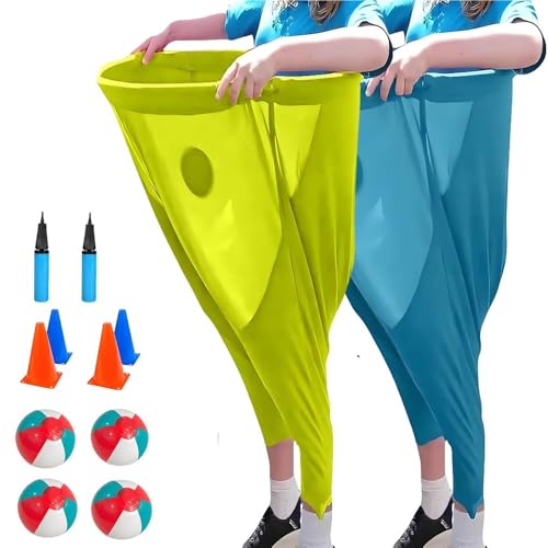 Granny Pants Gartenspiel-Sets, Gartenspielfeld, Familientreffen, Riesenspiel-Sets for Erwachsene, mit Hüpfbällen, Markierungskegeln, Sand und Luftpumpe(Blue and Yellow) von Generic