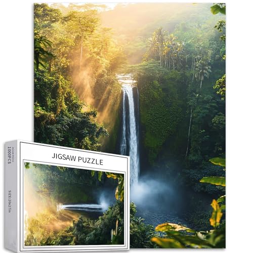 Green Forest Puzzle für Erwachsene, Wasserfall-Hintergrund, Kunst-Puzzle, anspruchsvolle Familienaktivitäten, buntes Bastelpuzzle für Heimdekoration, Geschenke, 50 x 70 cm, 1000 Teile Green Forest Puzzle für Erwachsene, Wasserfall-Hintergrund, Kunst-Puzzle, anspruchsvolle Familienaktivitäten, buntes Bastelpuzzle für Heimdekoration, Geschenke, 50 x 70 cm, 1000 Teile von Generic