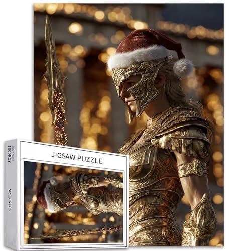 Griechische Kriegerin mit Weihnachtsmannmütze, 1000-teiliges Puzzle für Erwachsene, Parthenon-Kunst-Puzzle, bunte DIY-Puzzles für Heimdekoration, Geschenke, Familienpuzzle, perfekt für Spielabende, 50 Griechische Kriegerin mit Weihnachtsmannmütze, 1000-teiliges Puzzle für Erwachsene, Parthenon-Kunst-Puzzle, bunte DIY-Puzzles für Heimdekoration, Geschenke, Familienpuzzle, perfekt für Spielabende, 50 von Generic