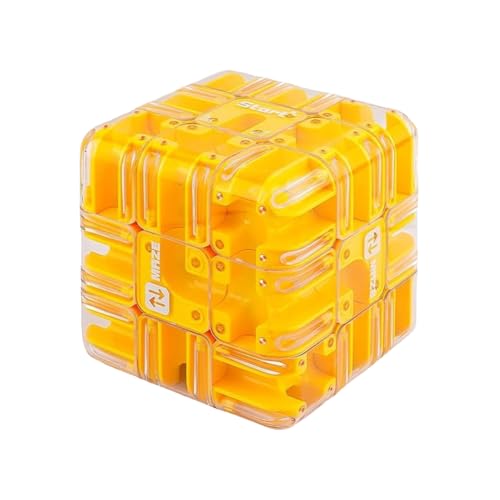 Großes Labyrinth-3D-Puzzle-Labyrinth-Würfel – Spannendes Denkspiel, Gehirntrainingsspielzeug for Räumliches Vorstellungsvermögen for Stressabbau Und Zur Entwicklung Der Logik(Yellow) von Generic